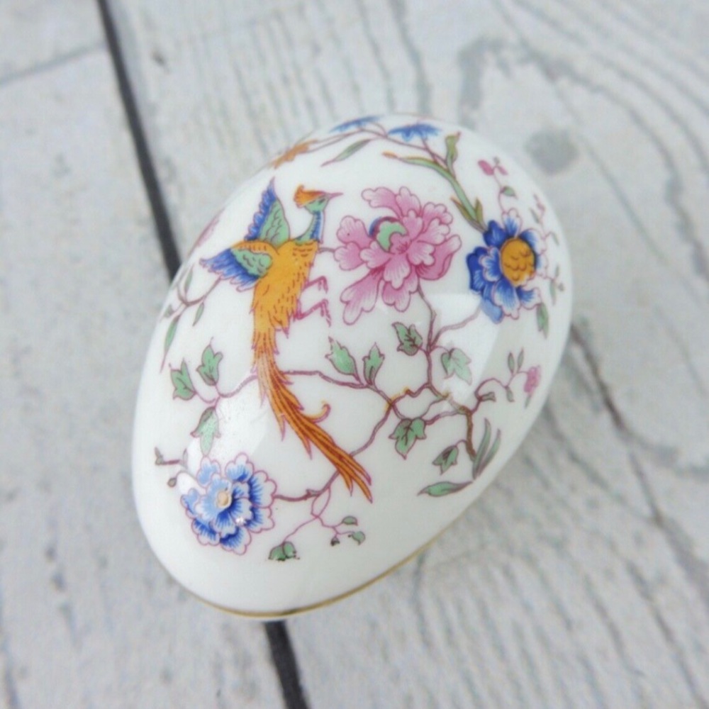 Hammersley Egg Trinket Box 2.5" Bird of Paradise